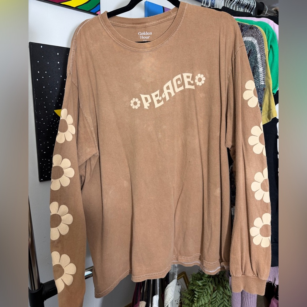 Golden Hour “PEACE” Tan Longsleeve Shirt